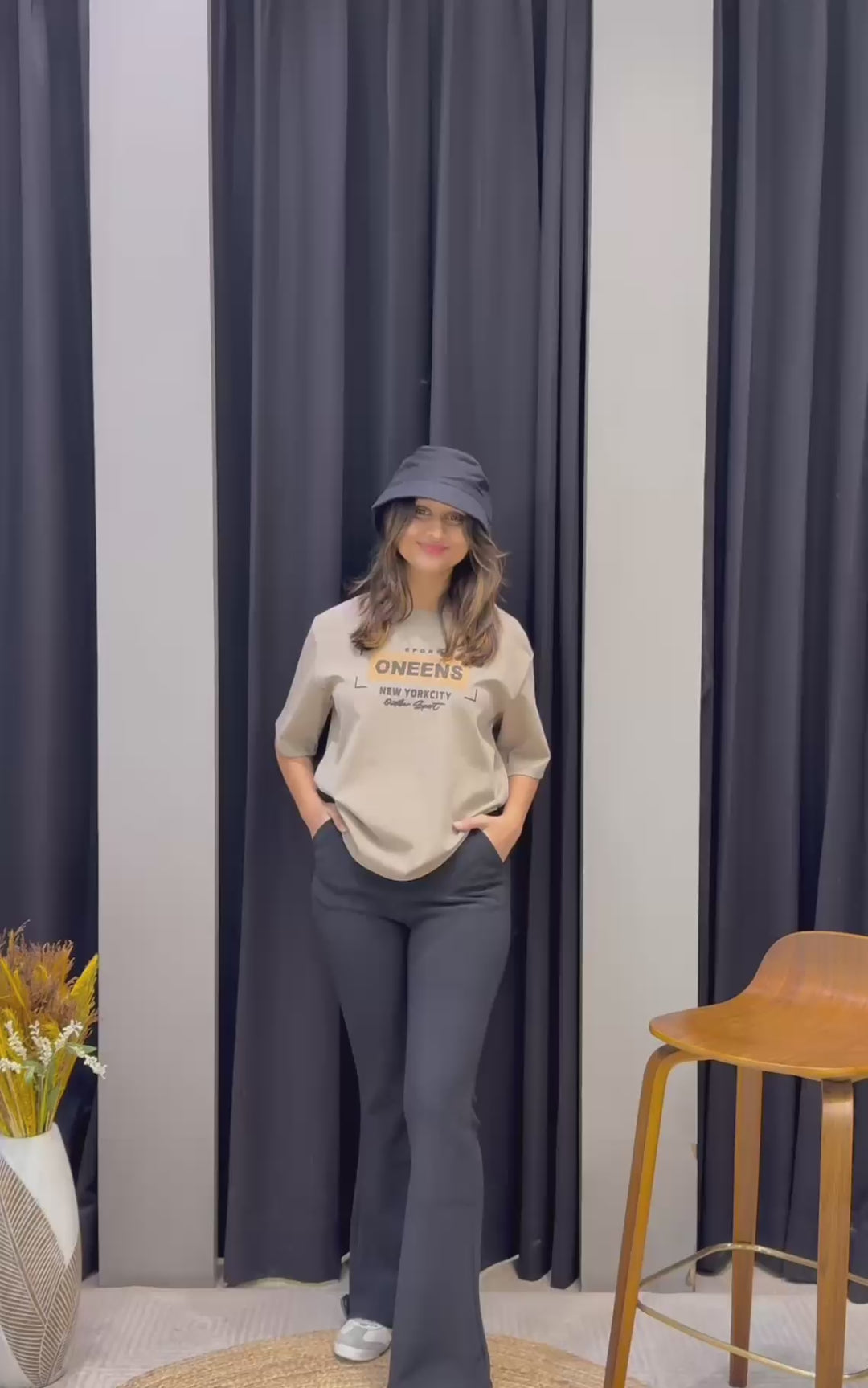 Women’s Typographic Print T-Shirt (ONEENS)