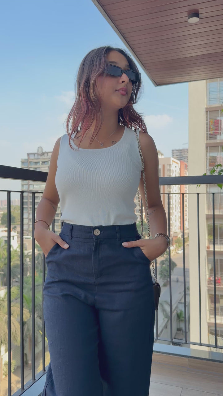 Women’s Navy Blue Linen Pant
