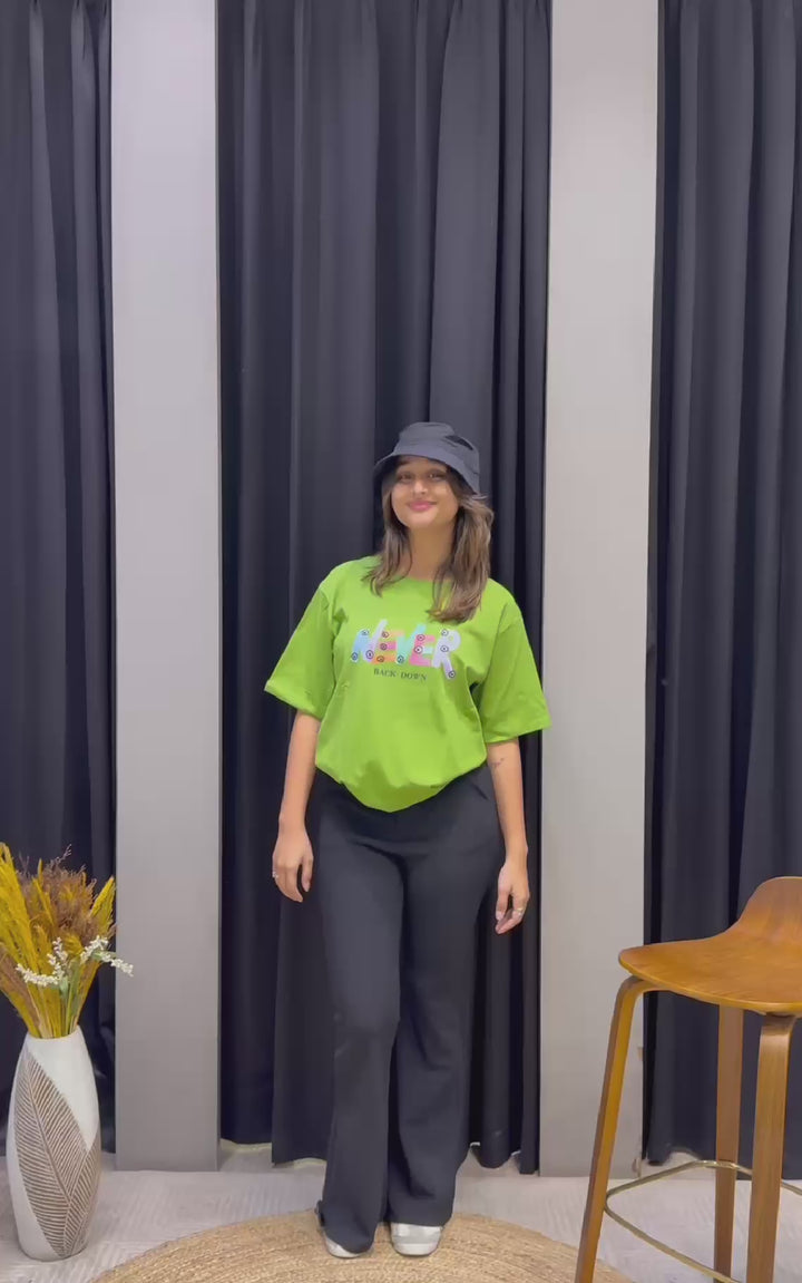 Women’s Typographic Print T-Shirt (NEVER)