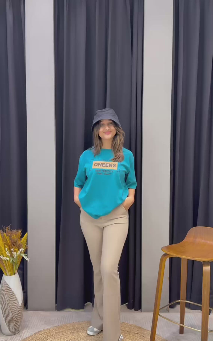 Women’s Typographic Print T-Shirt (ONEENS)