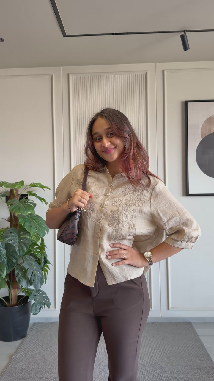 100% Linen Embroidered Shirt