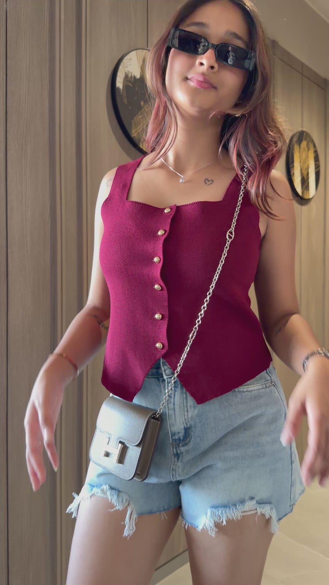 Women Maroon Waistcoat