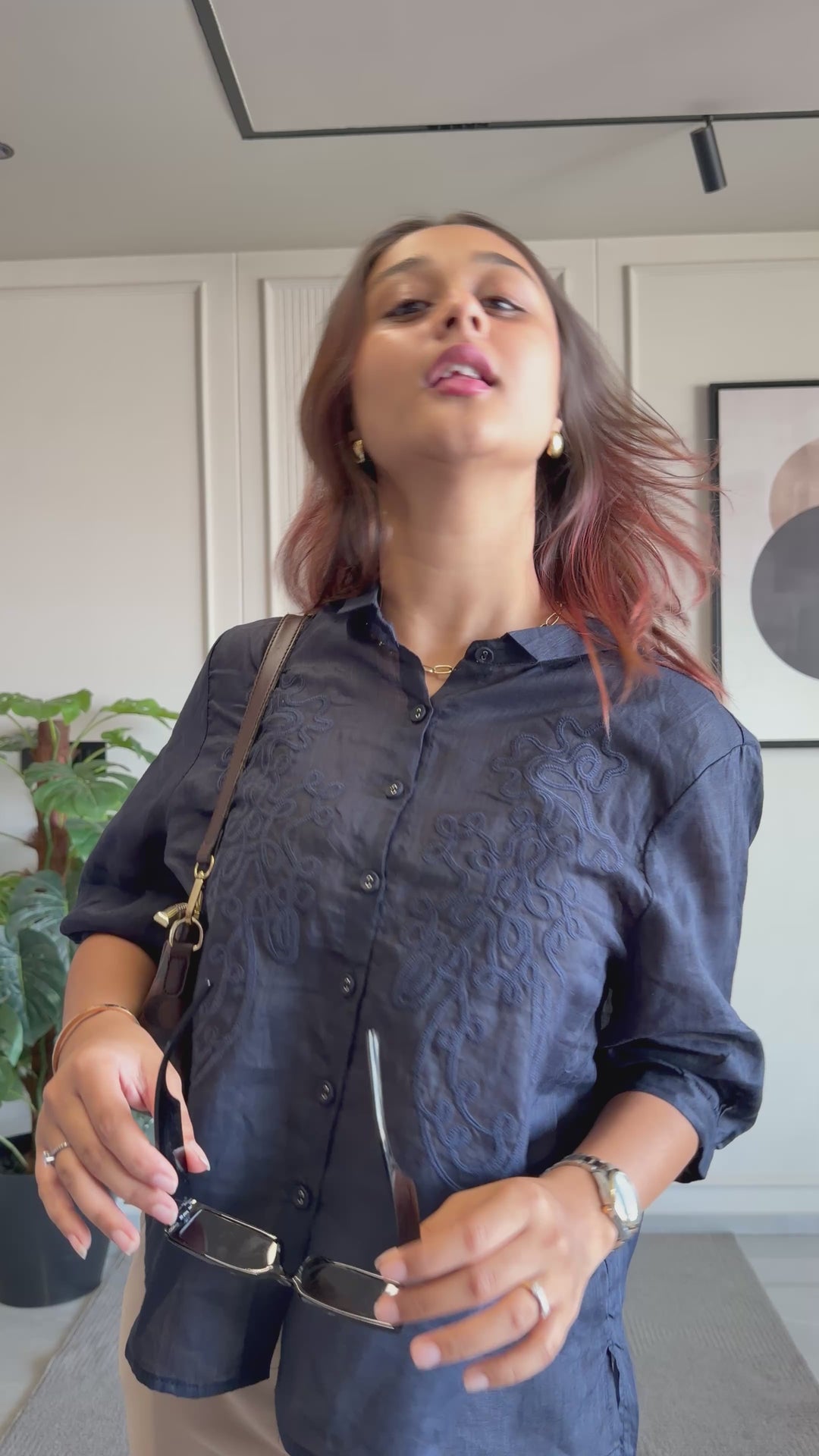 100% Linen Embroidered Shirt