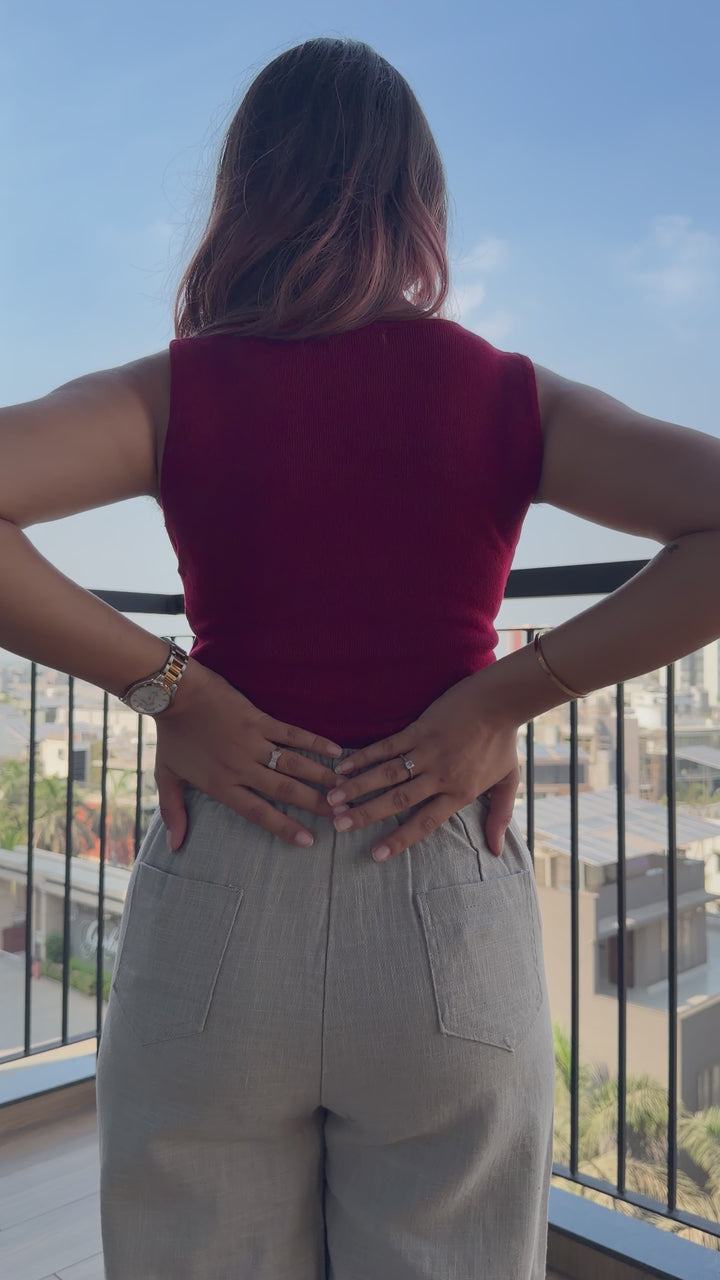 Women’s Light Gray Linen Pant